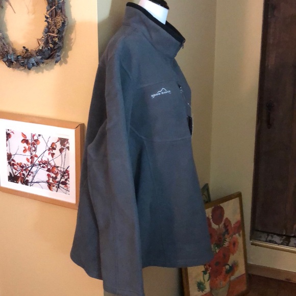 EDDIE BAUER Size 4X Classic QuarterZip Fleece Gray Logo Soft Pullover $85 NEW - Picture 5 of 12